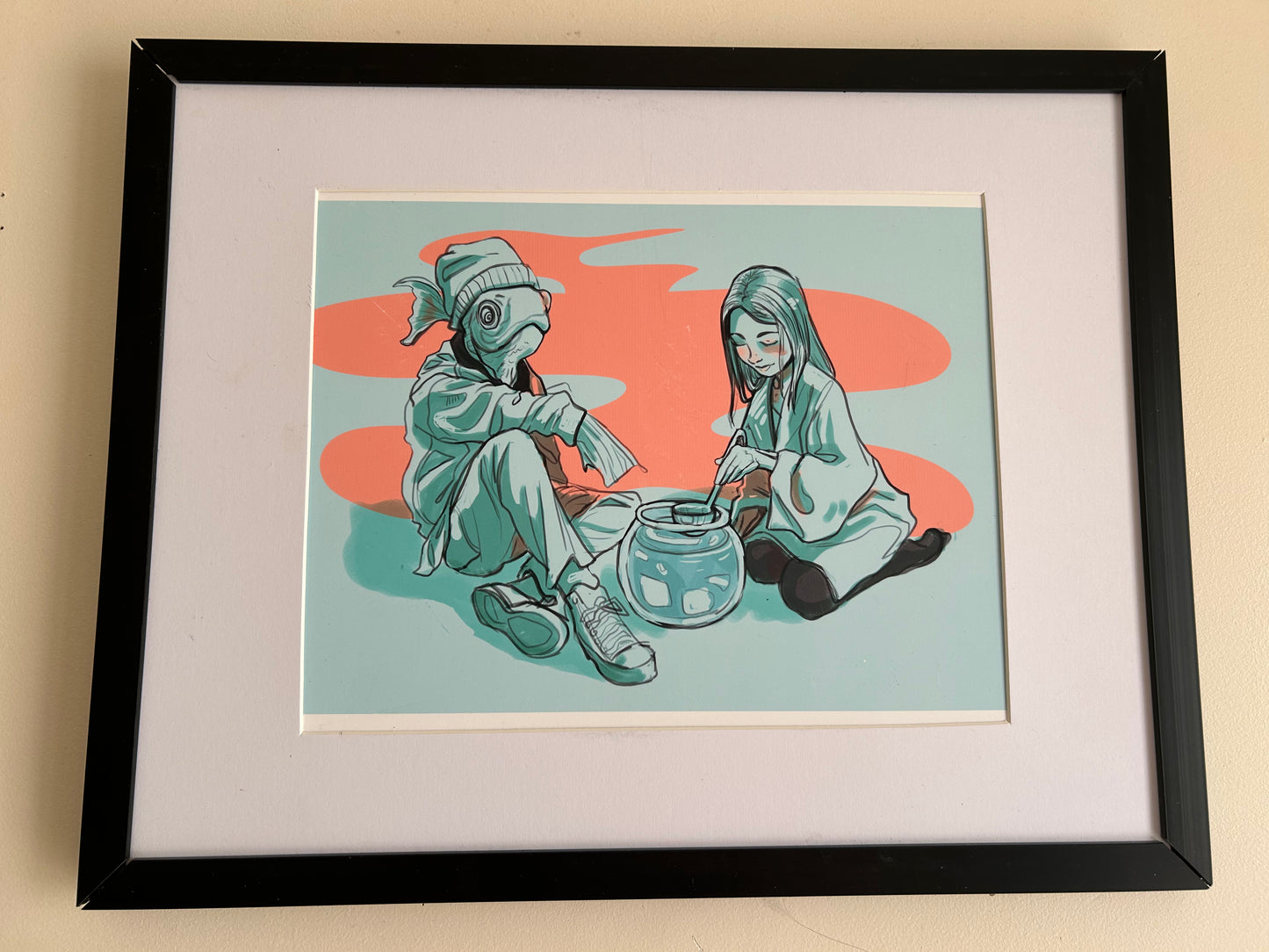 "Fish Guy" Framed Illustration Print